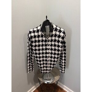 NWT Covington Houndstooth Black and White Large Cardigan Sweater